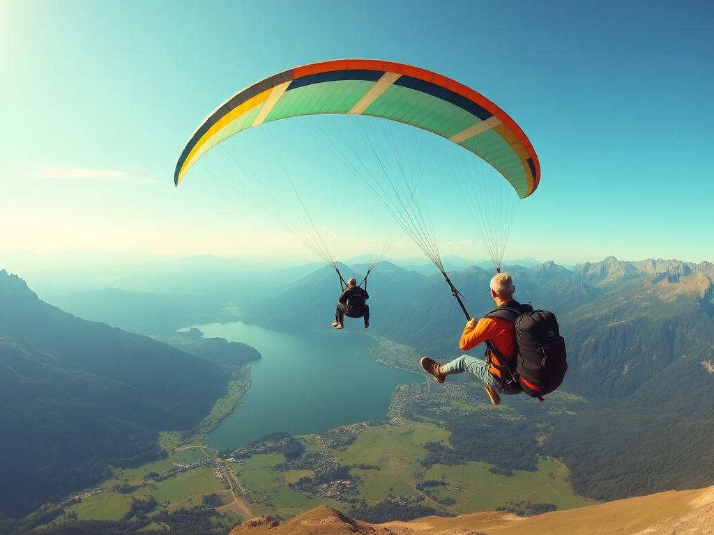 Ruhiger Thermikflug über dem Tal